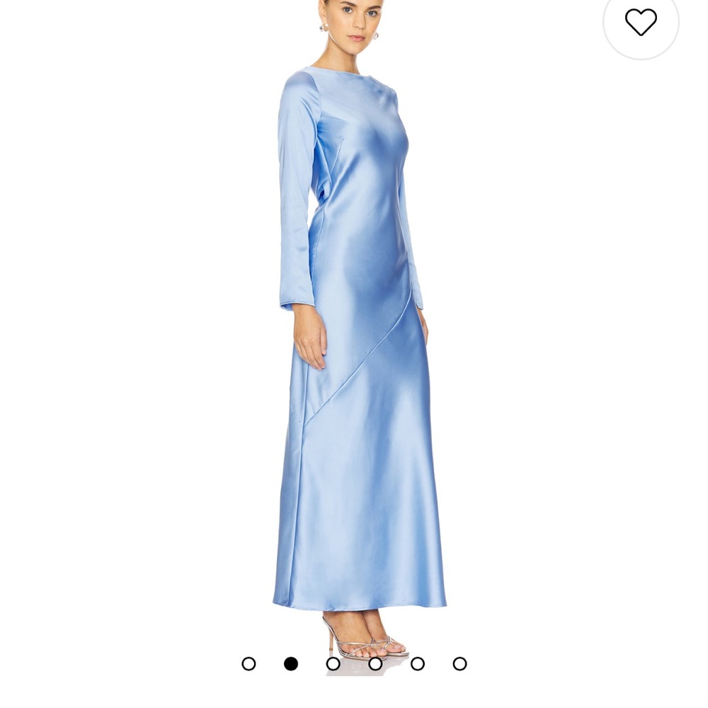 Elegant Blue Satin Long Sleeve Dress